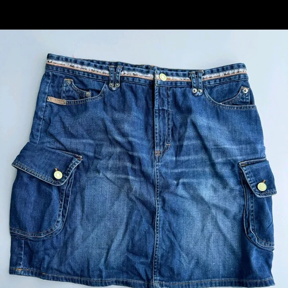 Dolce & Gabbana D&G Vintage Y2k Blue Jean Denim Cargo Skirt Size 46/6-8 US Women - Picture 2 of 7